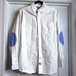 CREMIEUX Long Sleeve Button Down, Plaid Elbow Patches